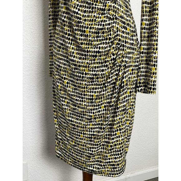 Calvin Klein Dress Mini Stretch Knit Pleated Print Multicolor V Neck - Picture 4 of 11